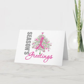Season's Greetings Pink Ribbon Tree Holiday Card