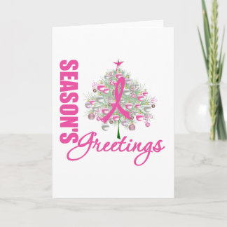 Season's Greetings Pink Ribbon Tree Holiday Card