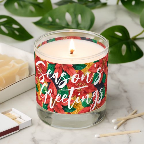 Seasons Greetings Poinsettia Scented Candle