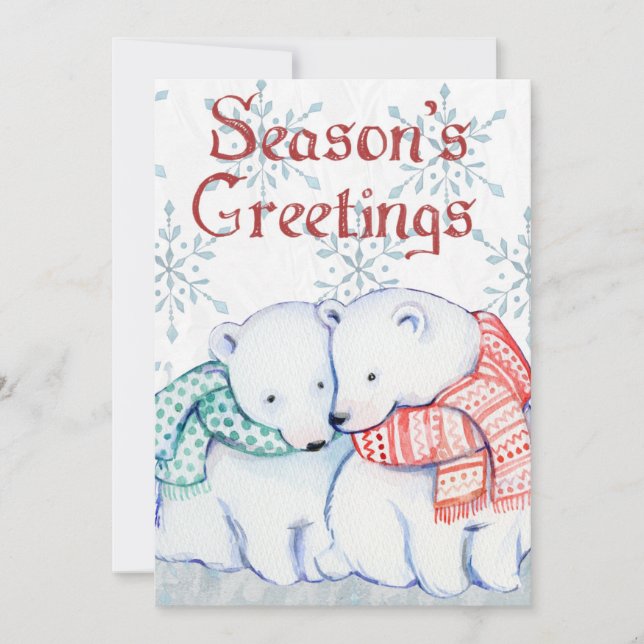 Season's Greetings Polar Bear Christmas Card (Front)
