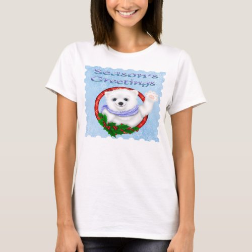 Seasons Greetings Polar Bear Womens T_Shirt