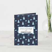 Season's greetings polar bears pattern dark blue