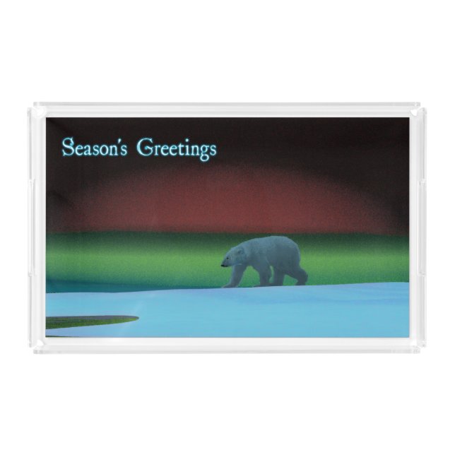 Season's Greetings - Polar Lights Polar Bear Acrylic Tray (Front)