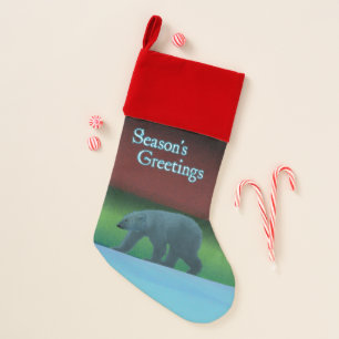 Season's Greetings - Polar Lights Polar Bear Christmas Stocking