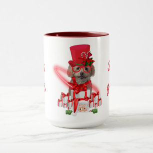 Seasons Greetings Poodle Red & White Coffee Mug