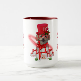 Seasons Greetings Poodle Red & White Coffee Mug