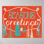 Seasons Greetings Poster<br><div class="desc">Celebrate the holidays with this cute watercolor design from Wildapple. Artist: Mary Urban.</div>