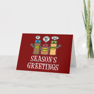 Season's Greetings Pun Christmas Spices Letterpress Thank You Card