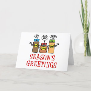 Season's Greetings Pun Christmas Spices Letterpress Thank You Card