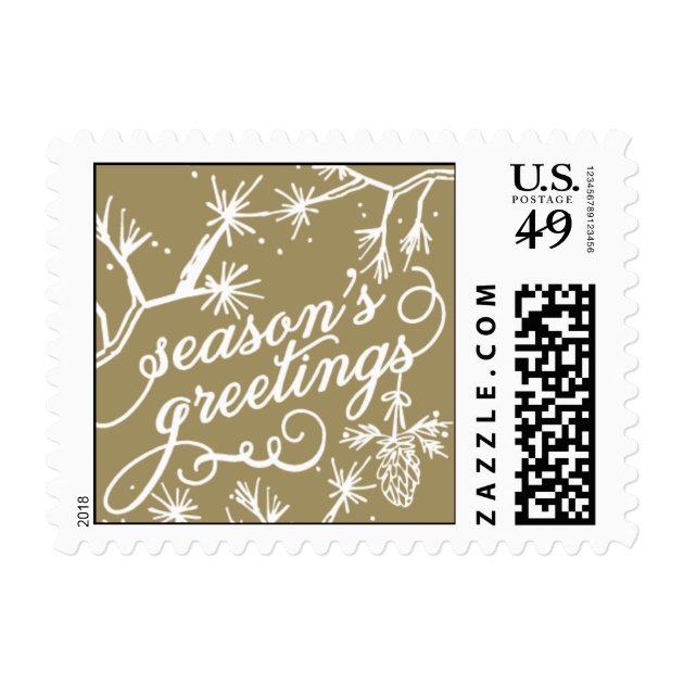 Seasons Greetings - Purple & Gold Postage