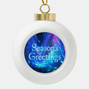 Season's Greetings - Qaanaaq - Northern Lights Ceramic Ball Christmas Ornament