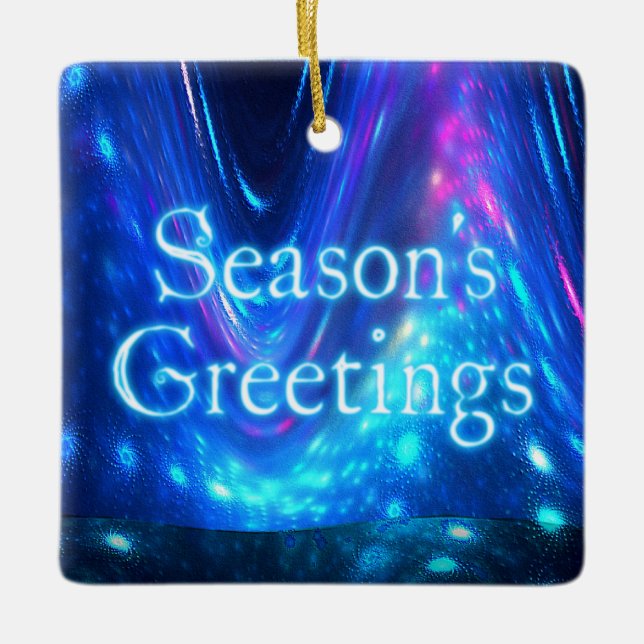 Season's Greetings - Qaanaaq - Northern Lights Ceramic Ornament (Front)
