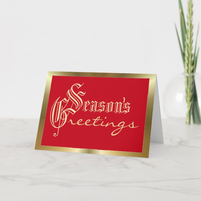 Seasons greetings red and gold Christmas Holiday Card (Front)