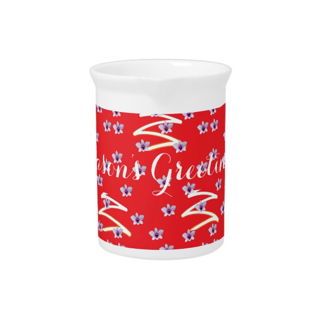 Season's Greetings Red Beverage Pitcher (Front)