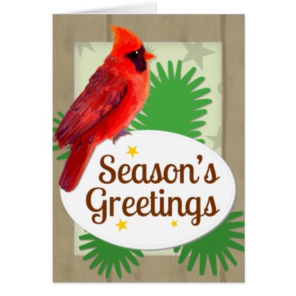 Season&#39;s Greetings Red Cardinal Christmas Notecard