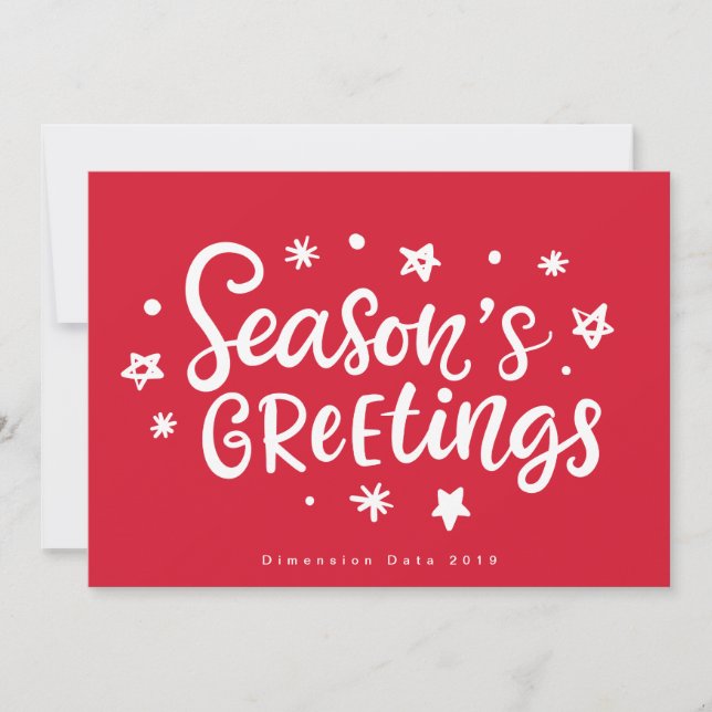 Seasons Greetings Red Corporate Holiday Card (Front)