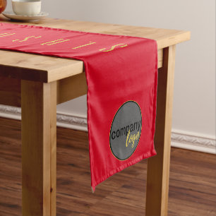 SEASONS GREETINGS RED GOLD BUSINESS LOGO TEMPLATE MEDIUM TABLE RUNNER