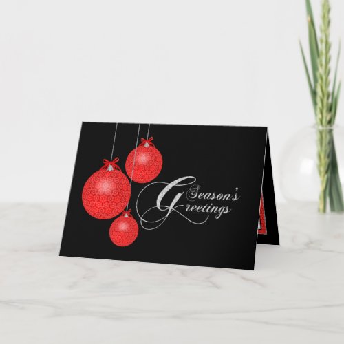 Seasons Greetings Red Lace Ornaments Holiday Card