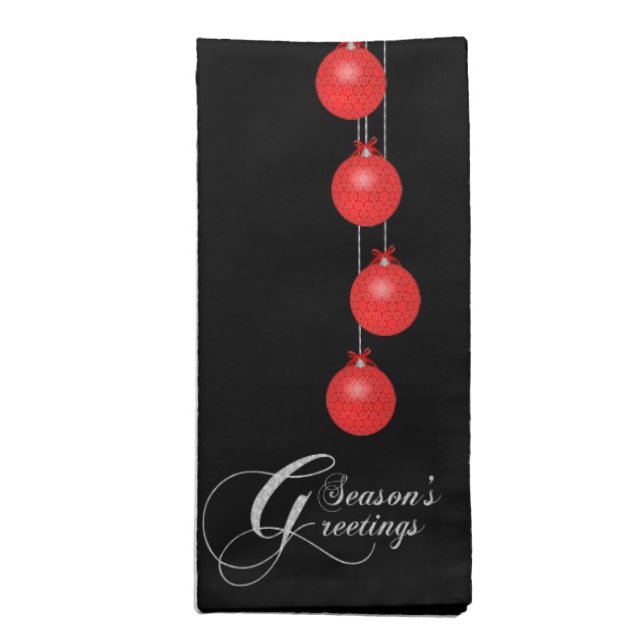 Season's Greetings, Red Lace Ornaments Napkin (Folded)