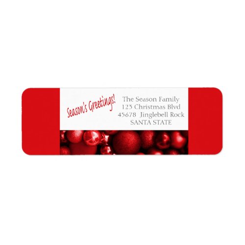 Seasons Greetings red ornaments Holiday Label