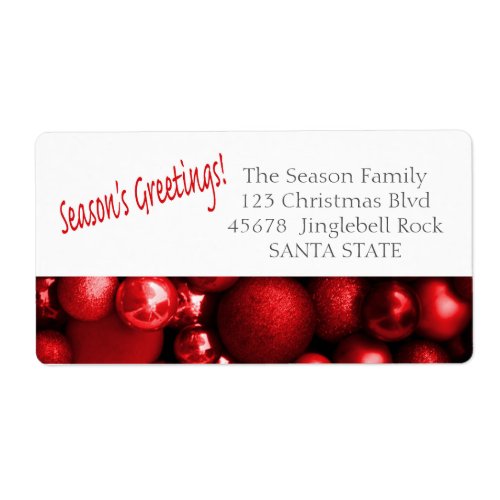 Seasons Greetings red ornaments Holiday Label