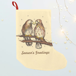 Season's Greetings Red Tailed Hawk Bird Christmas Small Christmas Stocking