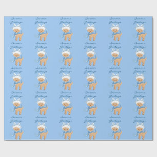Season's Greetings Reindeer Blue Wrapping Paper
