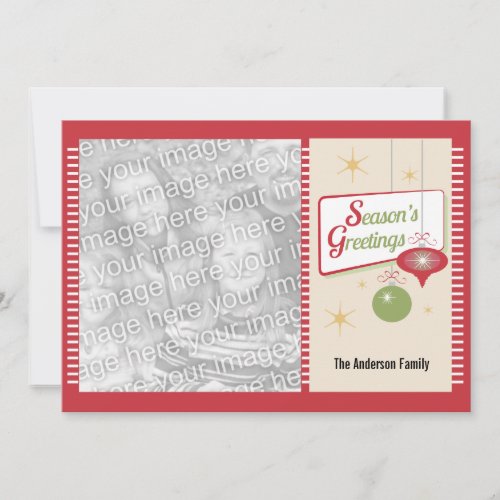 Seasons Greetings Retro 2 Photo Christmas Holiday Card