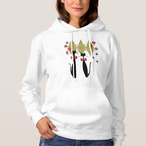 Seasons Greetings Retro Cool Cat Christmas Hoodie