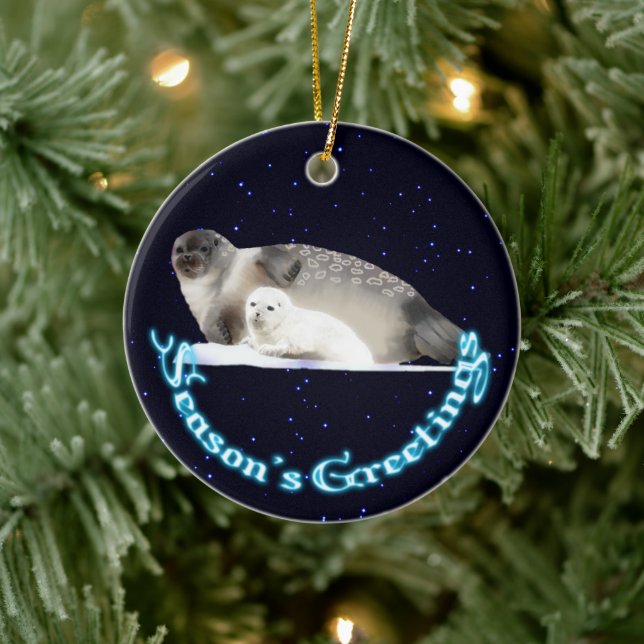Season's Greetings - Ringed Seal Ceramic Ornament (Tree)