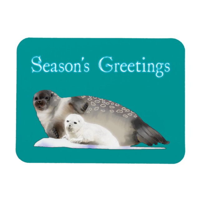 Season's Greetings - Ringed Seal Magnet (Horizontal)