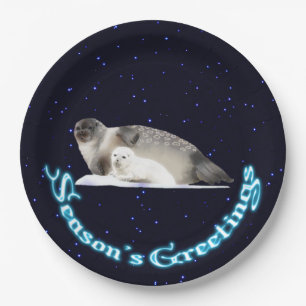 Season's Greetings - Ringed Seal Paper Plates