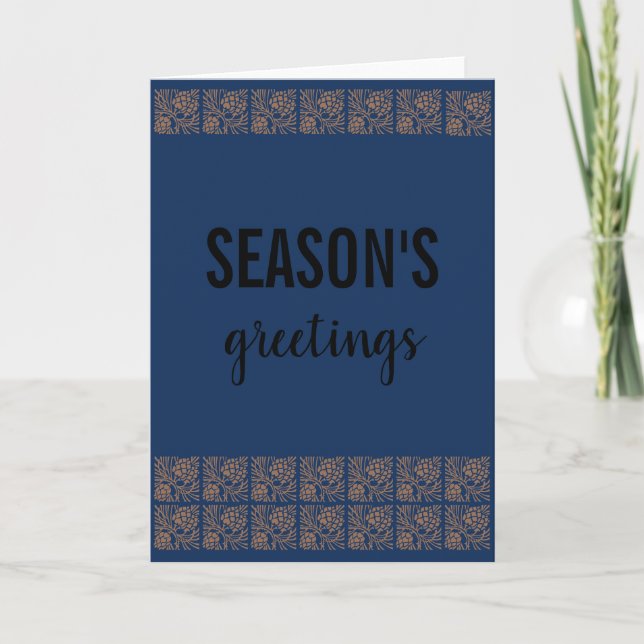 Season's Greetings Rustic Blue Blank Card (Front)