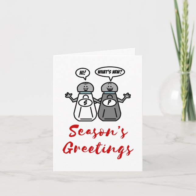 Season's Greetings Salt Pepper Funny Pun Holiday Card (Front)