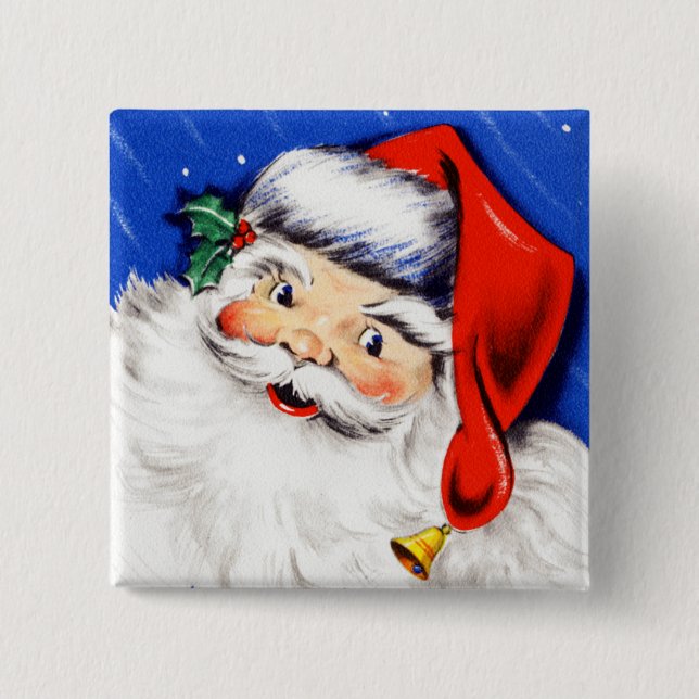 Seasons Greetings Santa Button (Front)