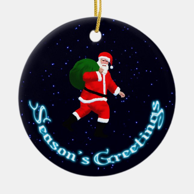 Season's Greetings - Santa Claus Ceramic Ornament (Front)