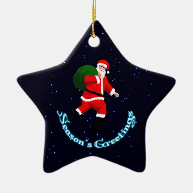 Season's Greetings - Santa Claus Ceramic Ornament (Front)