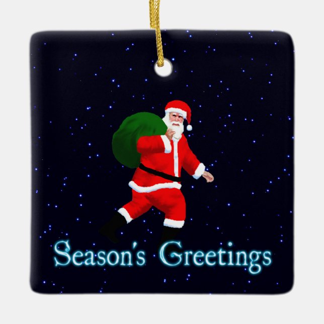 Season's Greetings - Santa Claus Ceramic Ornament (Front)