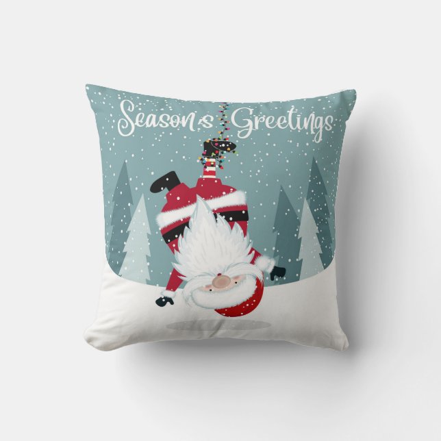 Seasons Greetings Santa Throw Pillow (Front)