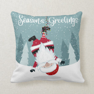 Seasons Greetings Santa Throw Pillow