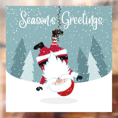 Seasons Greetings Santa Window Cling