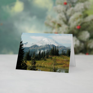 Season's Greetings Scenic Mountain Landscape Foil Holiday Card