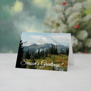 Season's Greetings Scenic Mountain Landscape Foil Holiday Card