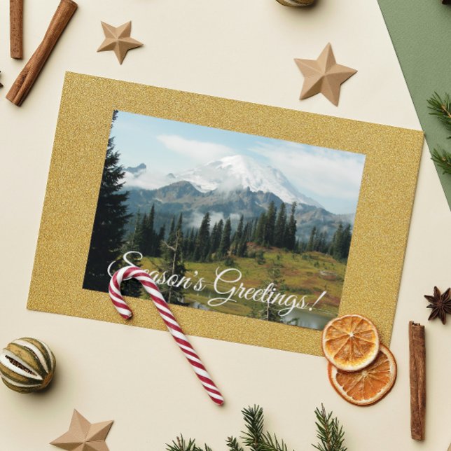 Season's Greetings Scenic Mountain Landscape Holiday Card (In Situ)