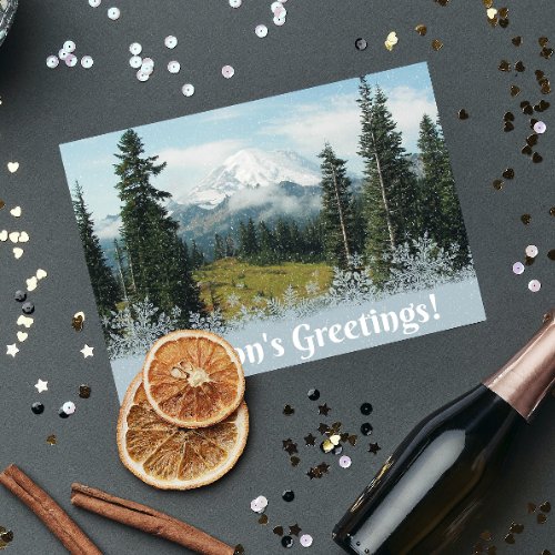 Seasons Greetings Scenic Mountain Landscape Holiday Card