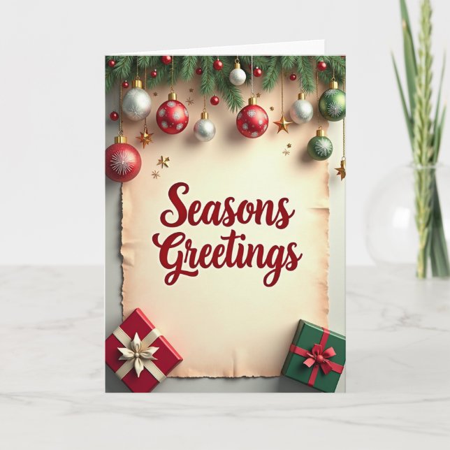 Seasons Greetings Scroll Card Design (Front)