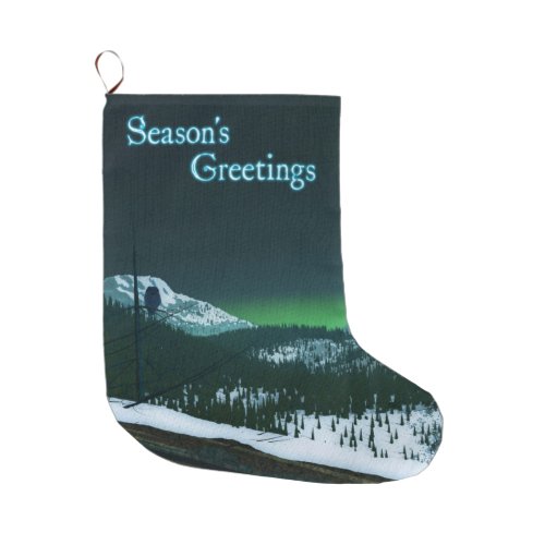 Seasons Greetings _ Silent Night Large Christmas Stocking