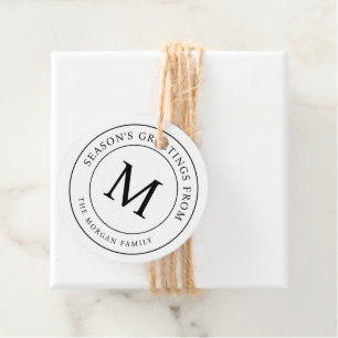Season's Greetings Simple Chic Family Monogram Favor Tags