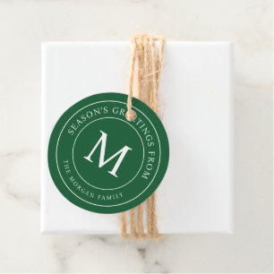 Season's Greetings Simple Chic Family Monogram Favor Tags