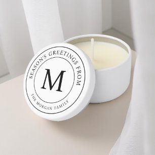 Season's Greetings Simple Chic Family Monogram Mini Candle Favors